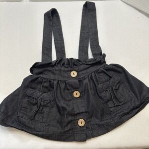 Bailey's Blossoms Baby Girls Black‎ Denim Suspender Skirt w/pockets 18-24M